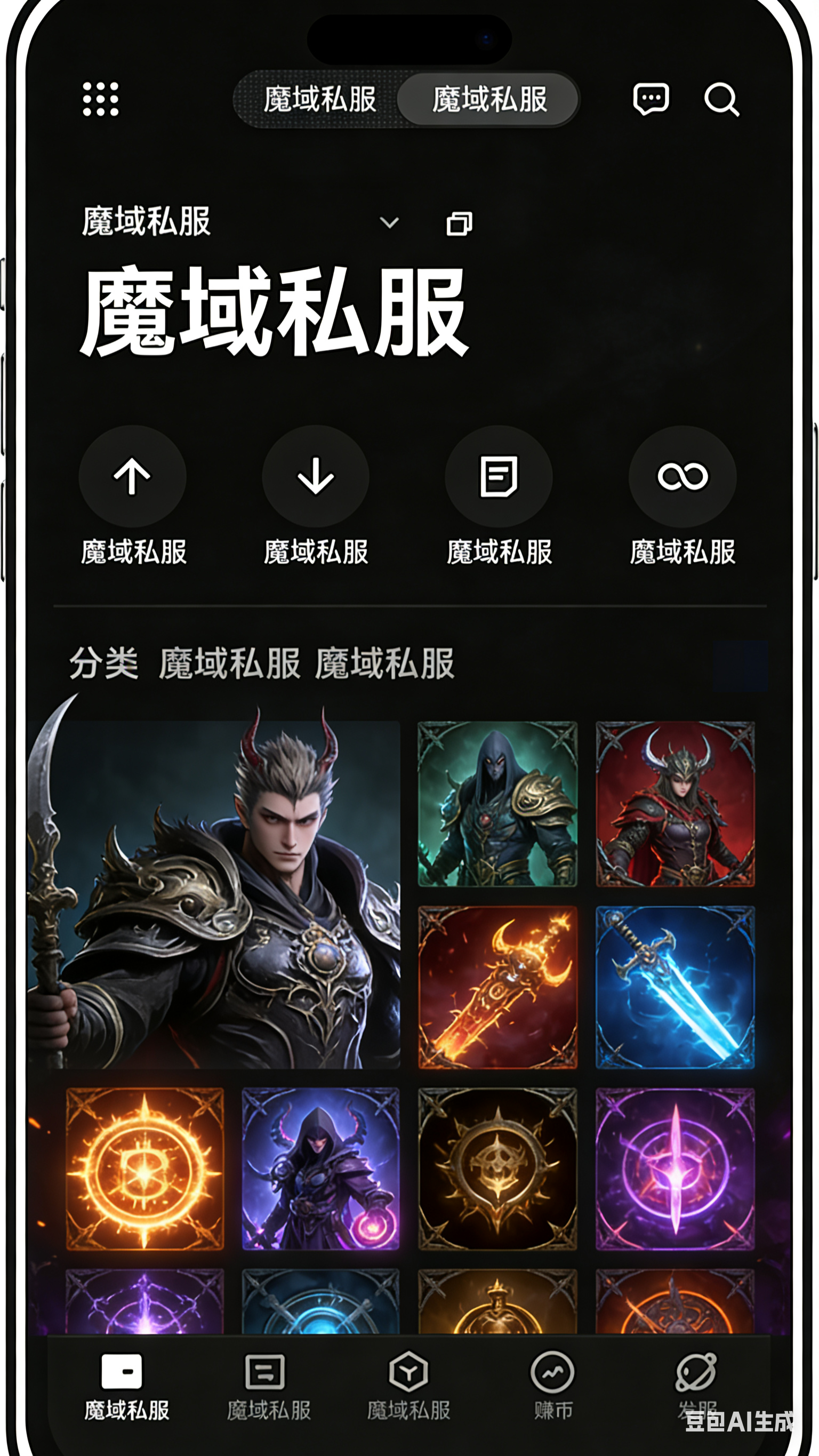 魔域私服新区开荒界面